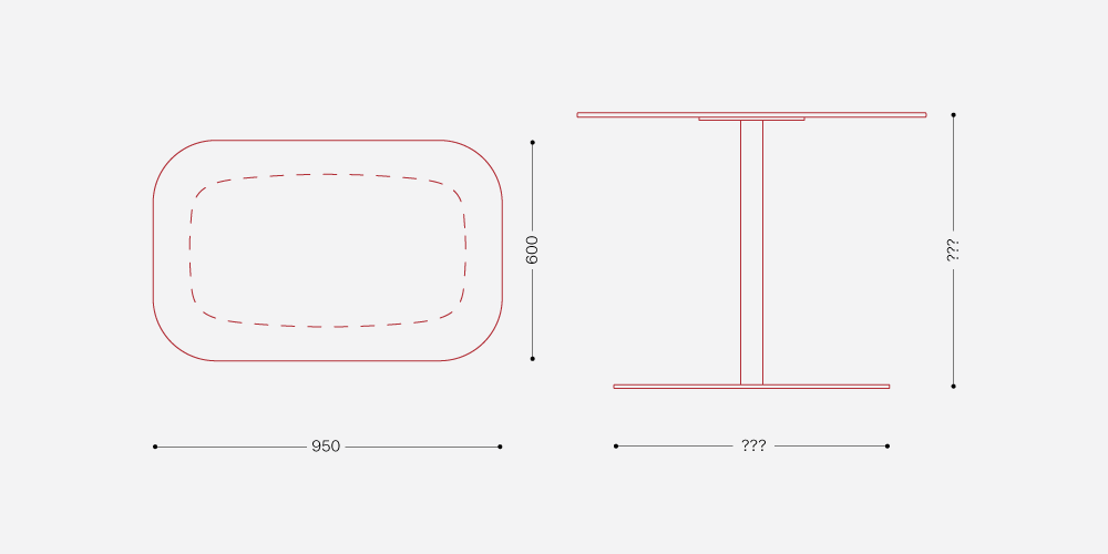 Стол Флэт L (12мм) прямоугольный — Схема