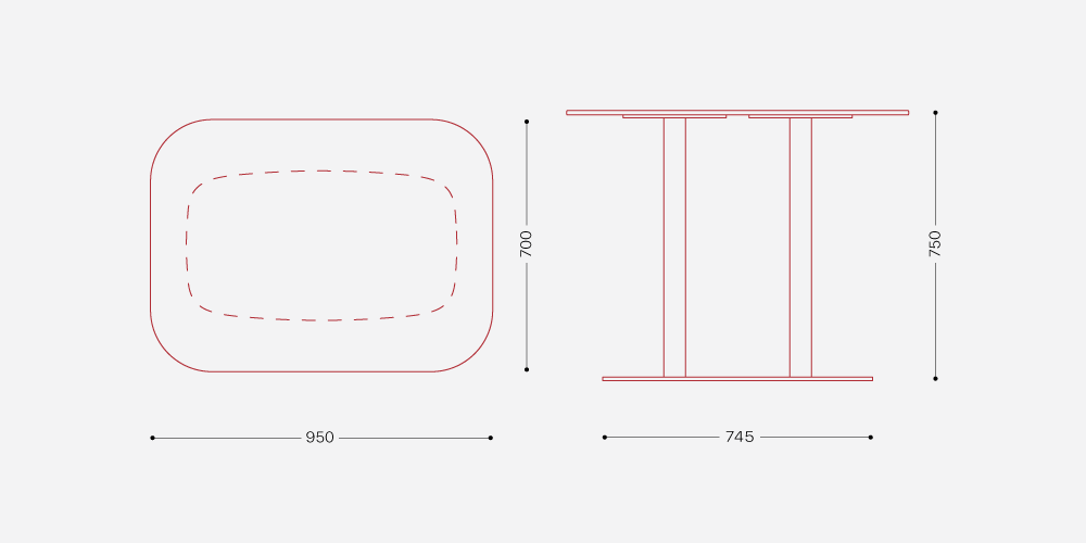 Стол Флэт W (12мм) прямоугольный — Схема
