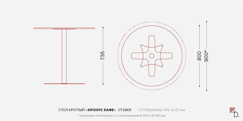Стол Кронус Кафе круглый — Схема