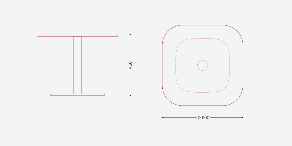 Стол Флэт Лаунж квадратный — Схема