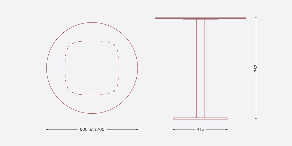Стол Флэт (25мм) круглый — Схема